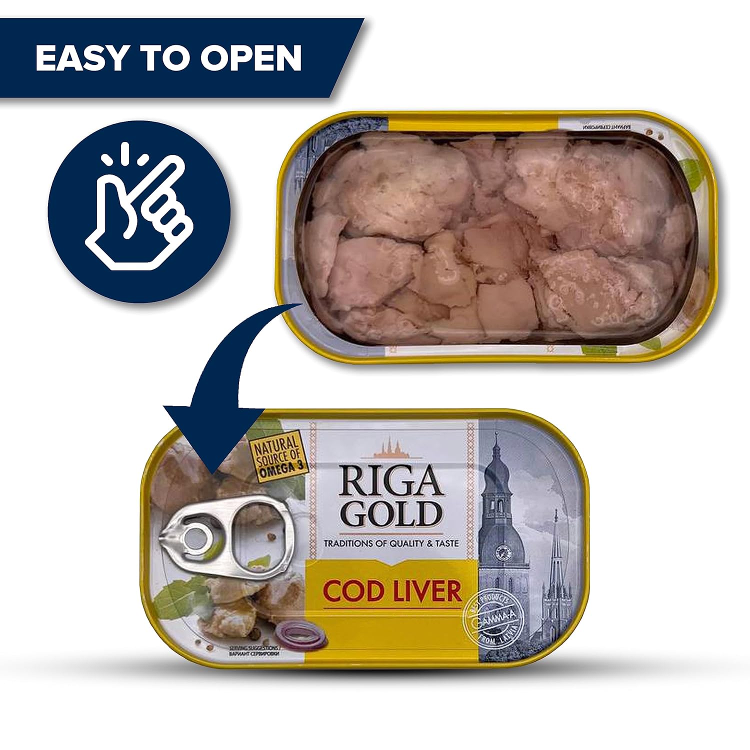 Riga Gold Hígado de bacalao en aceite propio 4.27 oz 121g de Islandia (paquete 6)