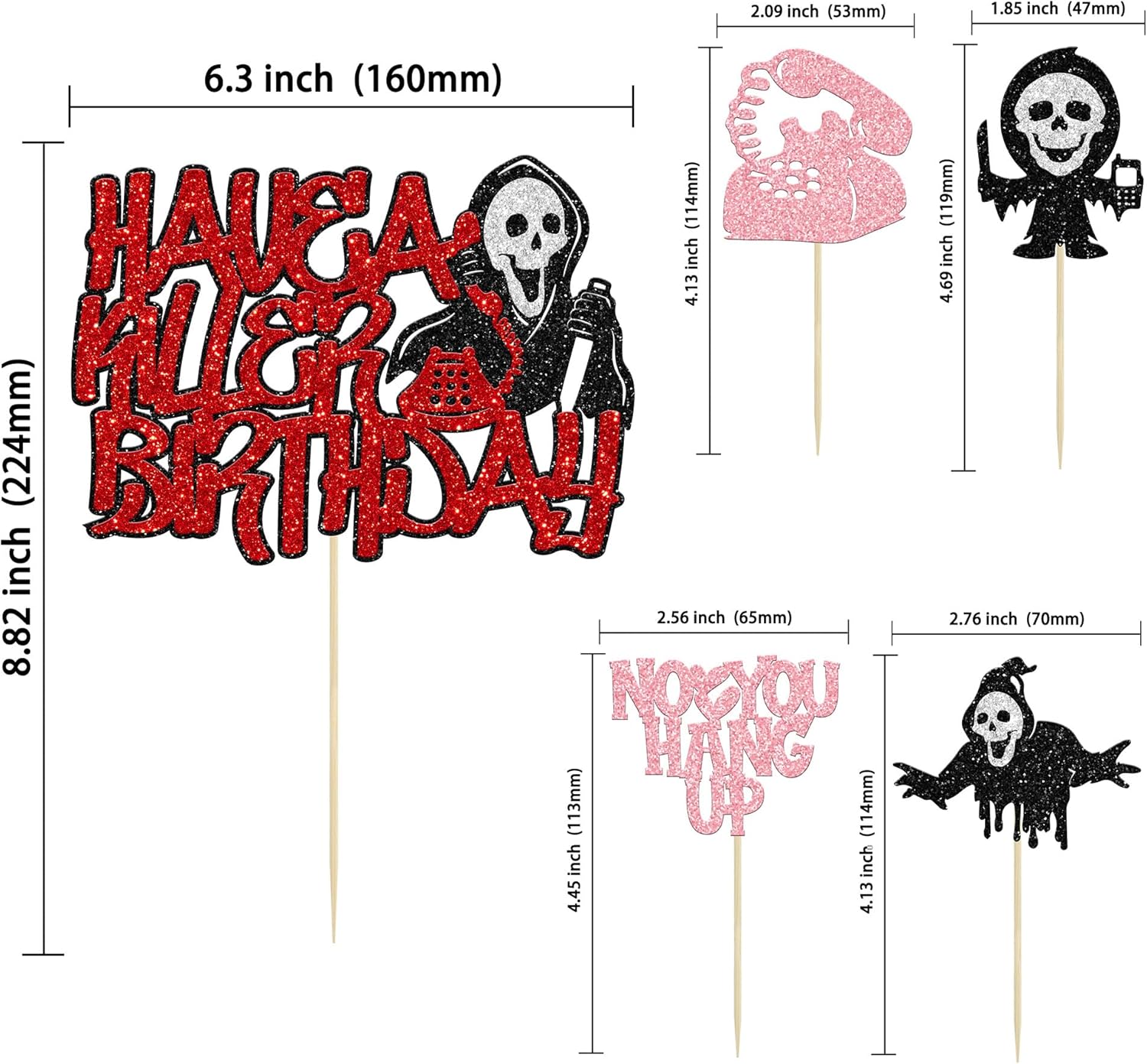 Gyufise 25 piezas de decoración para cupcakes de película de terror Have a Killer Birthday Cake Topper Glitter Horror Classic Halloween Cake Pick