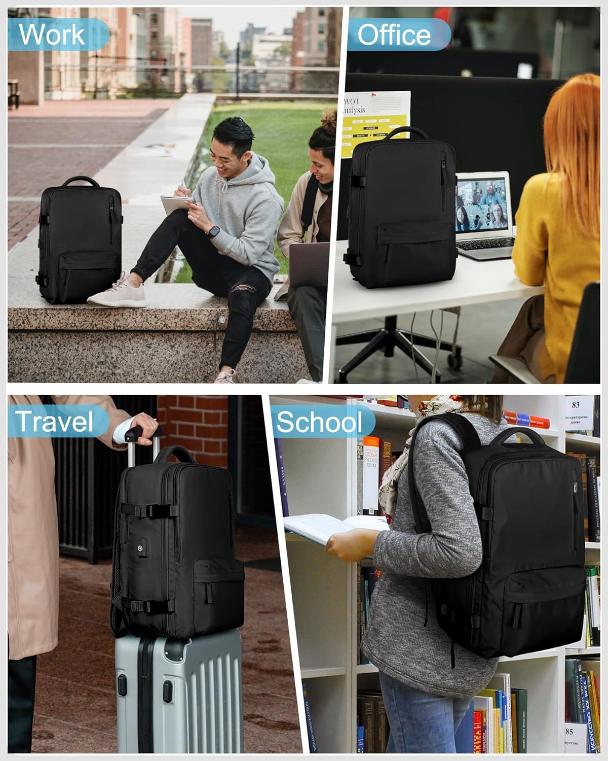 Mochila, E-Negro, L, Mochila para portátil