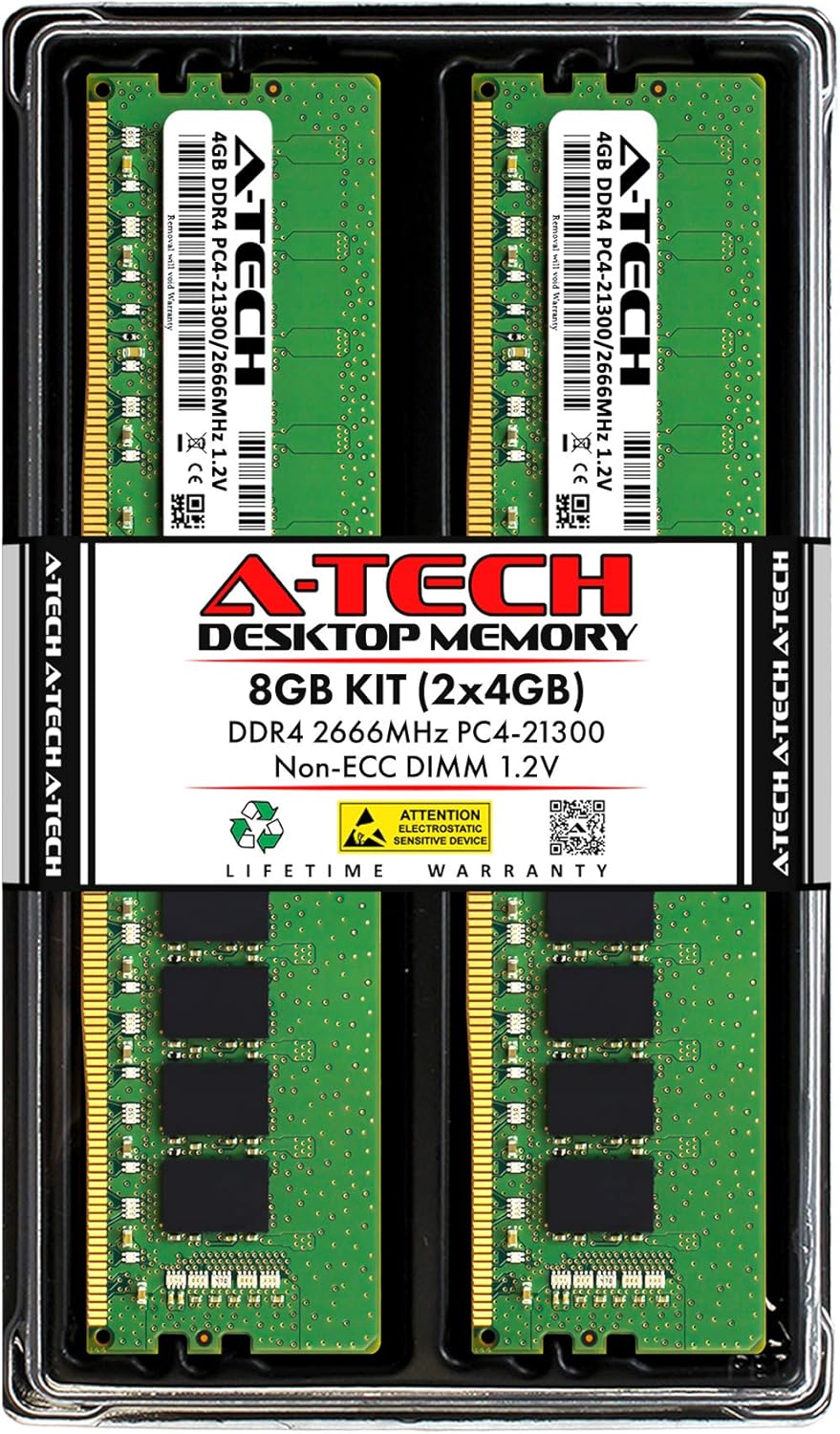 A-Tech 8GB Kit (2x4GB) RAM for MSI B365M PRO-VD, Infinite 8th, MPG Z390 GAMING PRO CARBON AC, Prestige PE130 8th, X370 XPOWER GAMING TITANIUM  DDR4