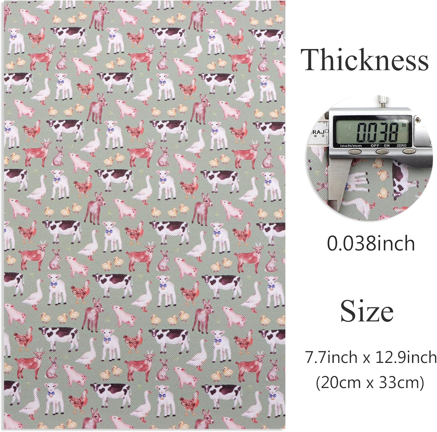 David accessories Hojas de piel sintética con estampado de animales, tela de cuero sintético, 5 piezas de 7.7 x 13.2.9 pulgadas (7.9 in x 13.0 in),