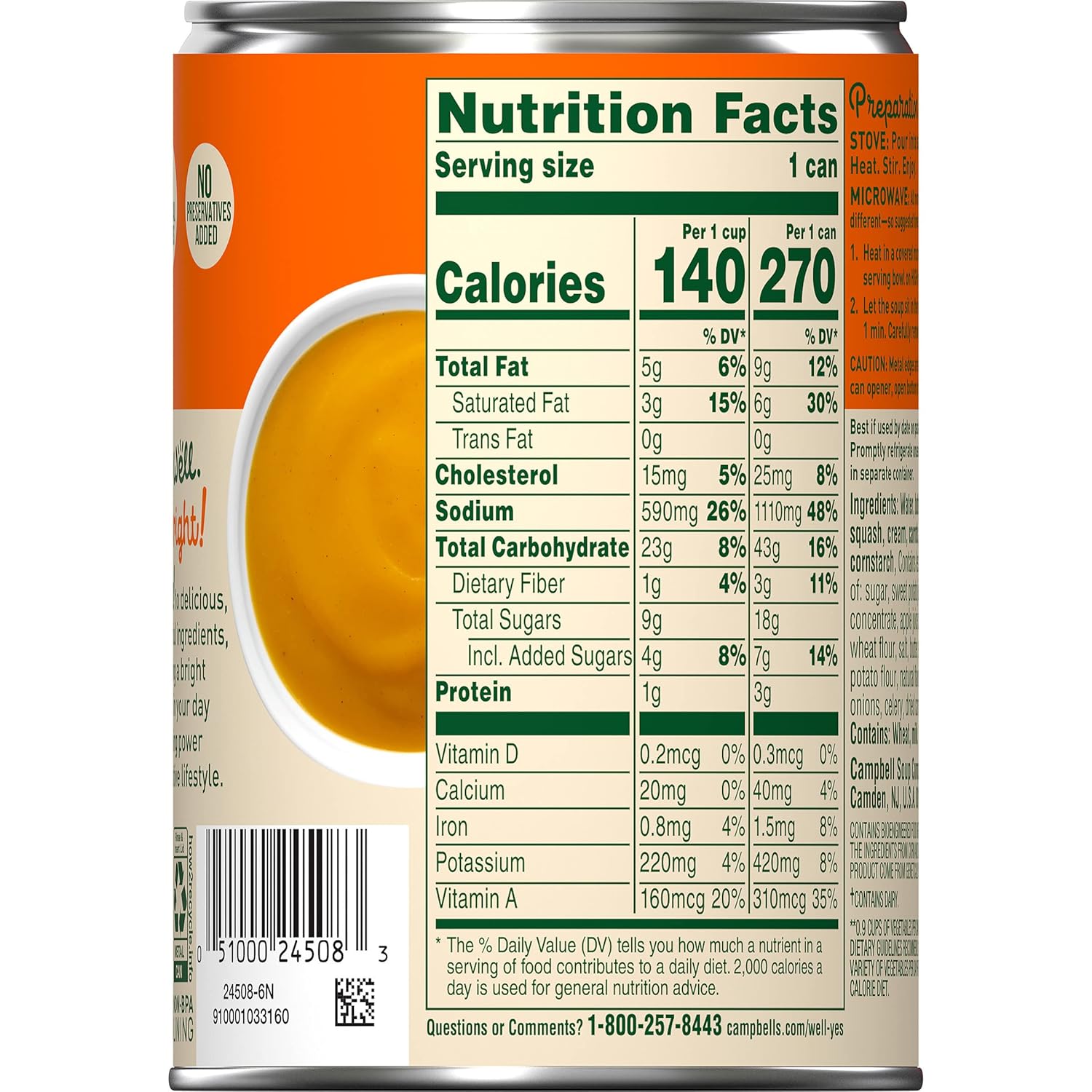 Campbell’s Well Yes! Galletas de calabaza y mantequilla, sopa vegetariana, lata de 16.2 onzas (paquete de 4)