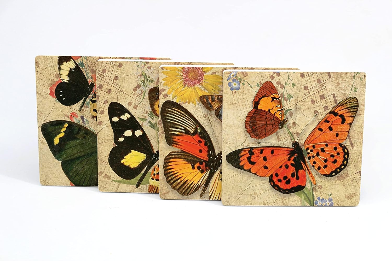 4 posavasos de cerámica absorbente con parte trasera de corcho, diseño artístico, juego de posavasos cuadrados de 4 pulgadas, protege la mesa, gran