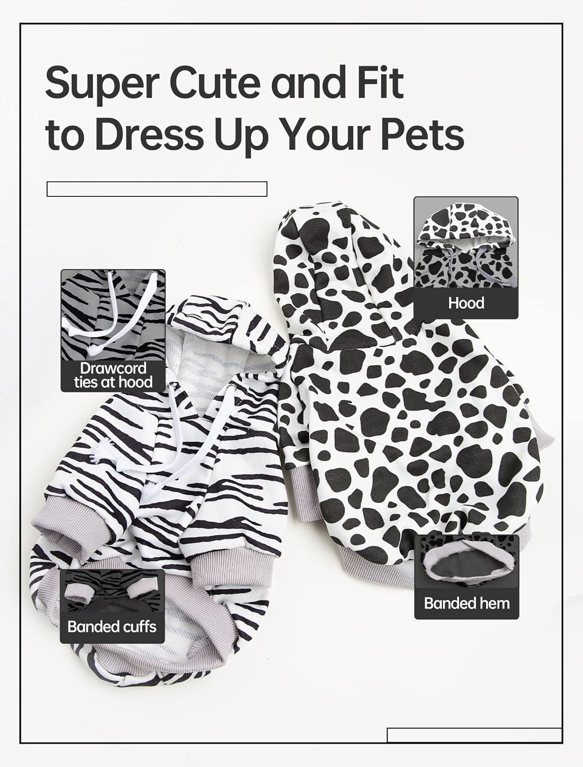 PETWIT – Ropa de algodón con capucha para perros pequeños, para perros pequeños, hembras y niños, sudaderas cálidas con capucha para cachorros,