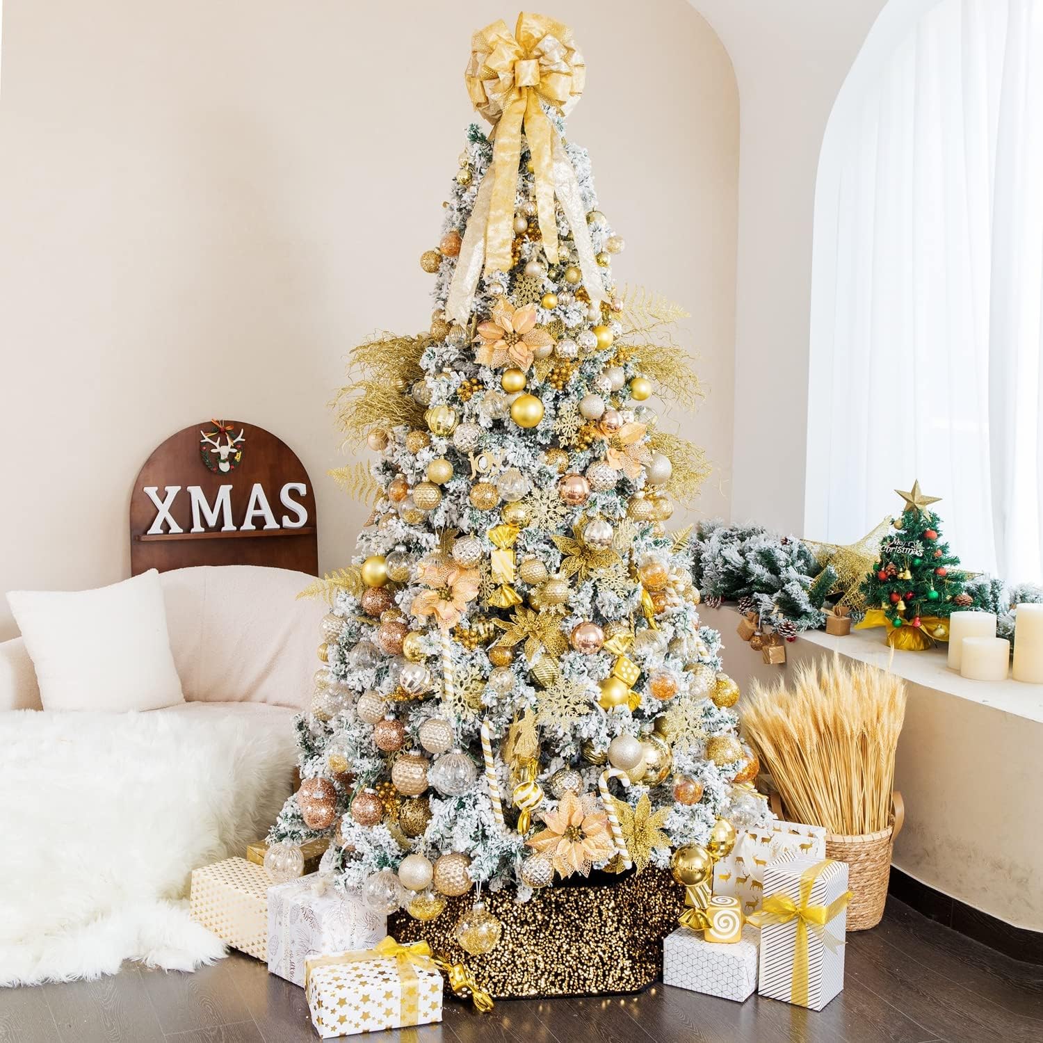 Adornos de plástico de copos de nieve con purpurina de 4.7 pulgadas30 unidades, decoraciones con cuerda de plata para colgar en el árbol de navidad,
