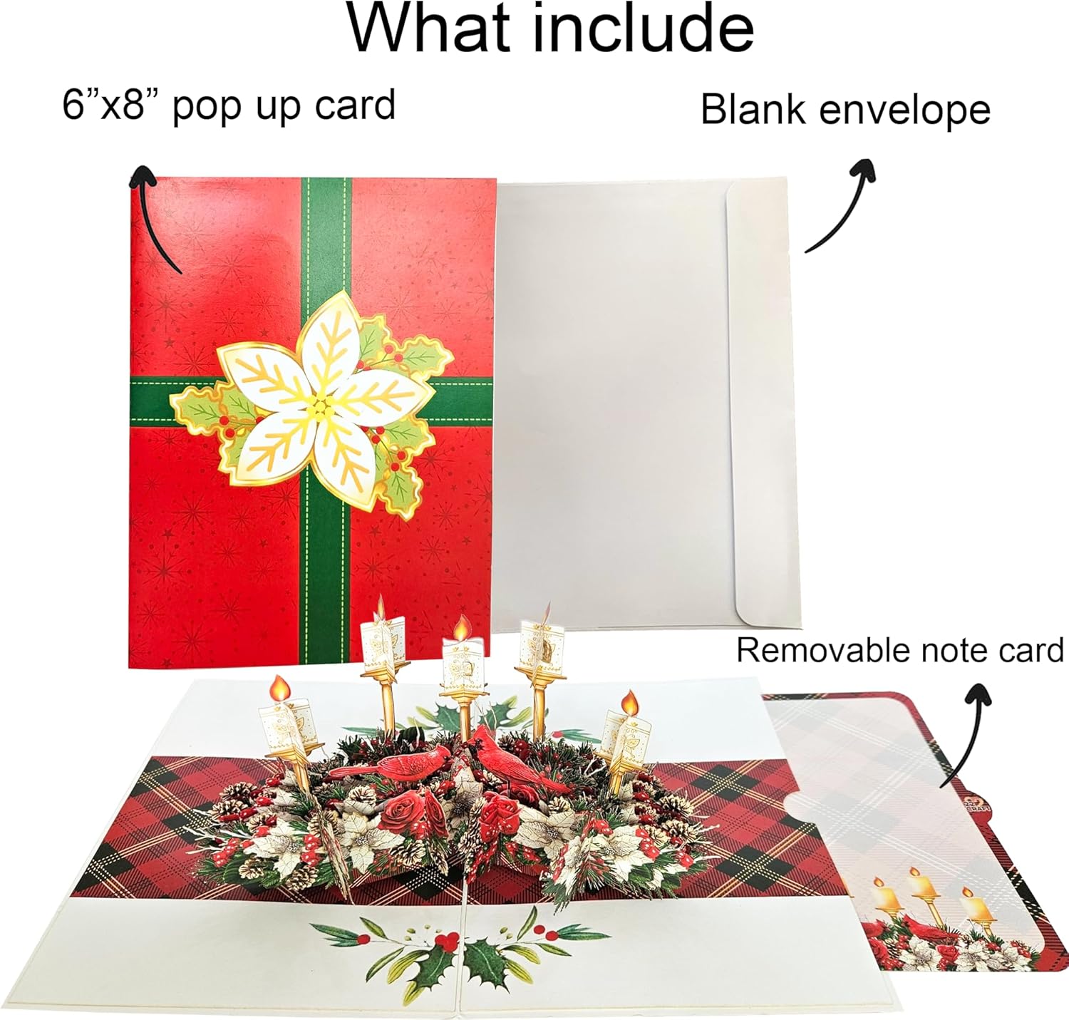 By 22CRAFT Tarjetas de Navidad desplegables, tarjetas de Navidad emergentes 3D, tarjeta de felicitación de Navidad de 6 x 8 pulgadas para familia,
