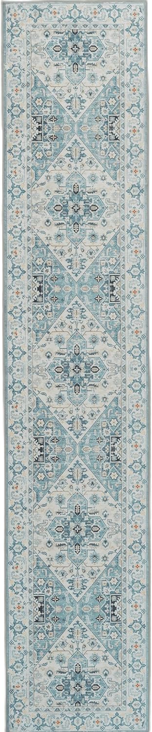 Alfombra de pasillo, alfombra larga vintage lavable de 2 x 10 pies, con parte trasera antideslizante, medallón ultrafina, no desprende pelo,