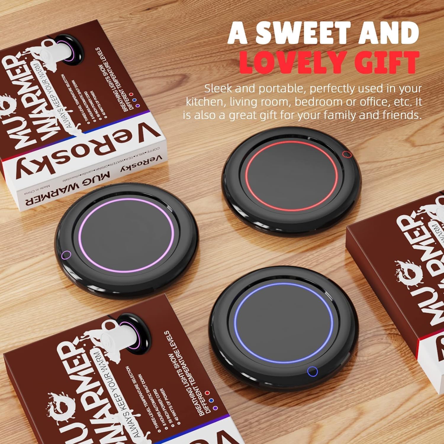 Calentador de taza de café de 40 W con apagado automático para escritorio, calentador de tazas inteligente de 3 niveles de temperatura, calentador