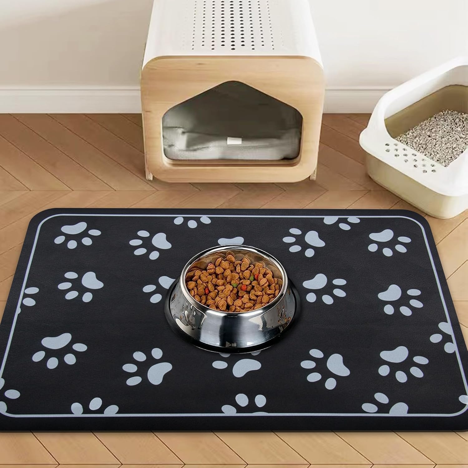 Tapete de alimentación para mascotas para perros y gatos, absorbente, antideslizante, de diatomita, tapete para cuenco de agua para perros, súper