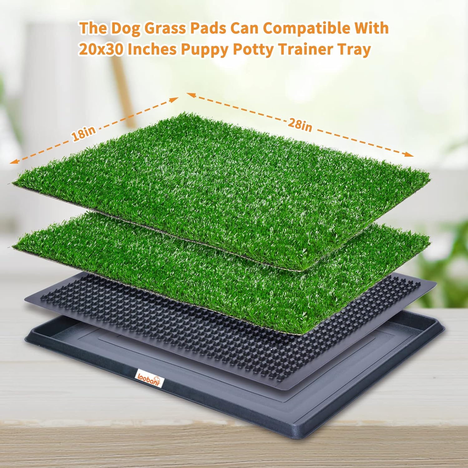 LOOBANI Almohadillas de pasto para perros, 18 x 28 pulgadas para entrenamiento de orinal para perros, pasto para orina de perro con orificio de