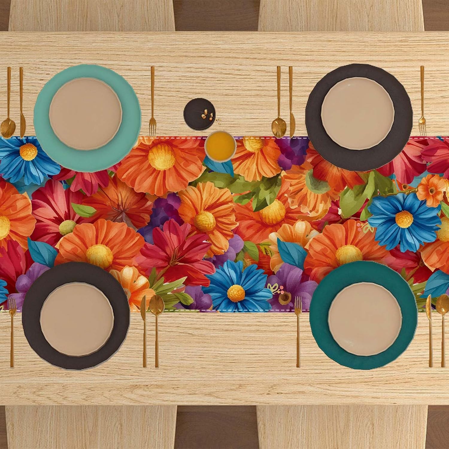 Camino de mesa de lino con diseño de calavera mexicana de 72 pulgadas de largo, diámetro de los muertos, decoración del día de los muertos para el