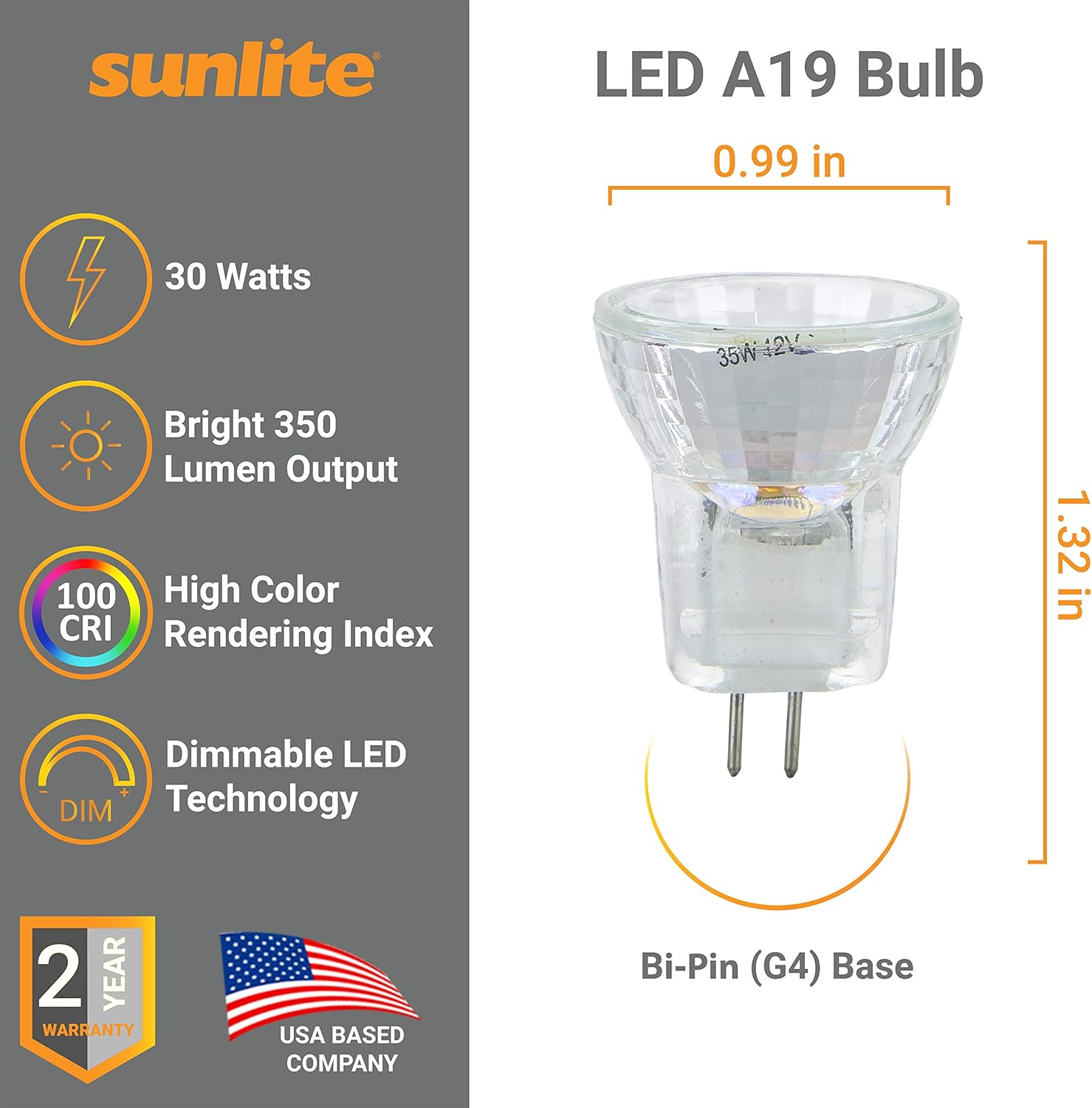 Sunlite 35MR8CGG4SP12V6PK halógeno 35W 12V MR8 Focos reflector de cuarzo (paquete de 6)