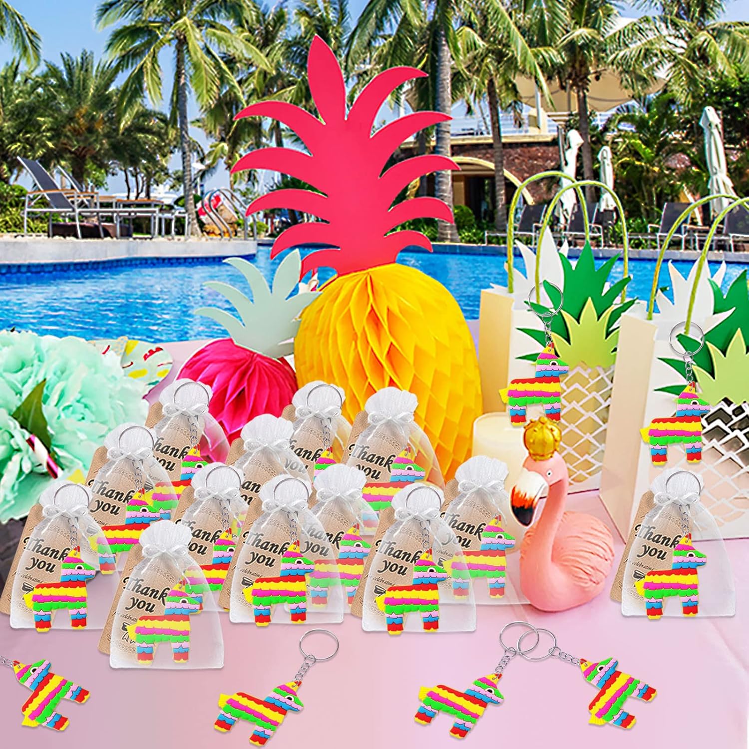 Paquete de 24 llaveros de burro de México, decoración de fiesta para invitados, fiesta temática de burro de México, baby shower, fiesta escolar,