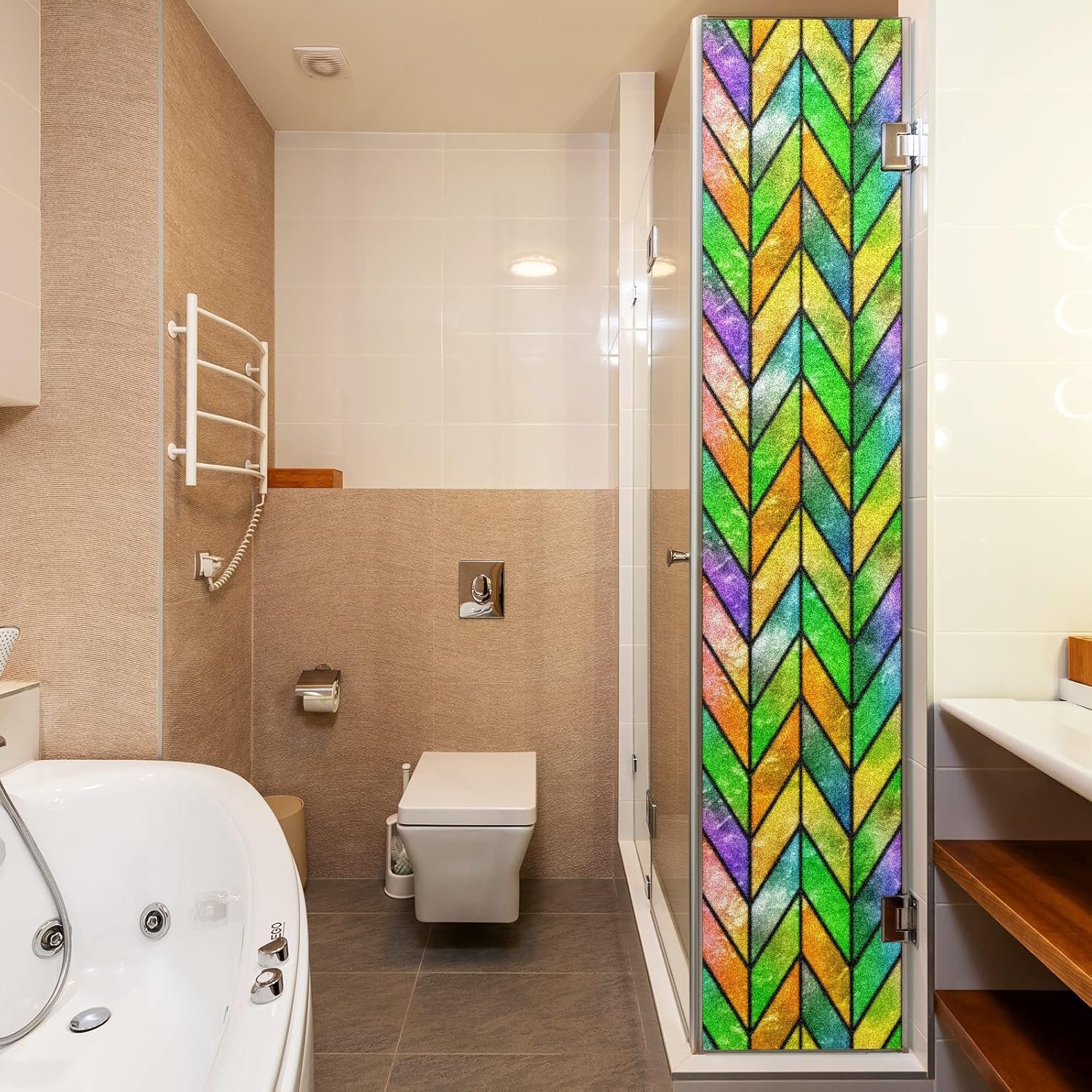 Película de privacidad para ventana de vidrio arcoíris, película de ventana de vidrio manchado, película de privacidad para ventana, película de