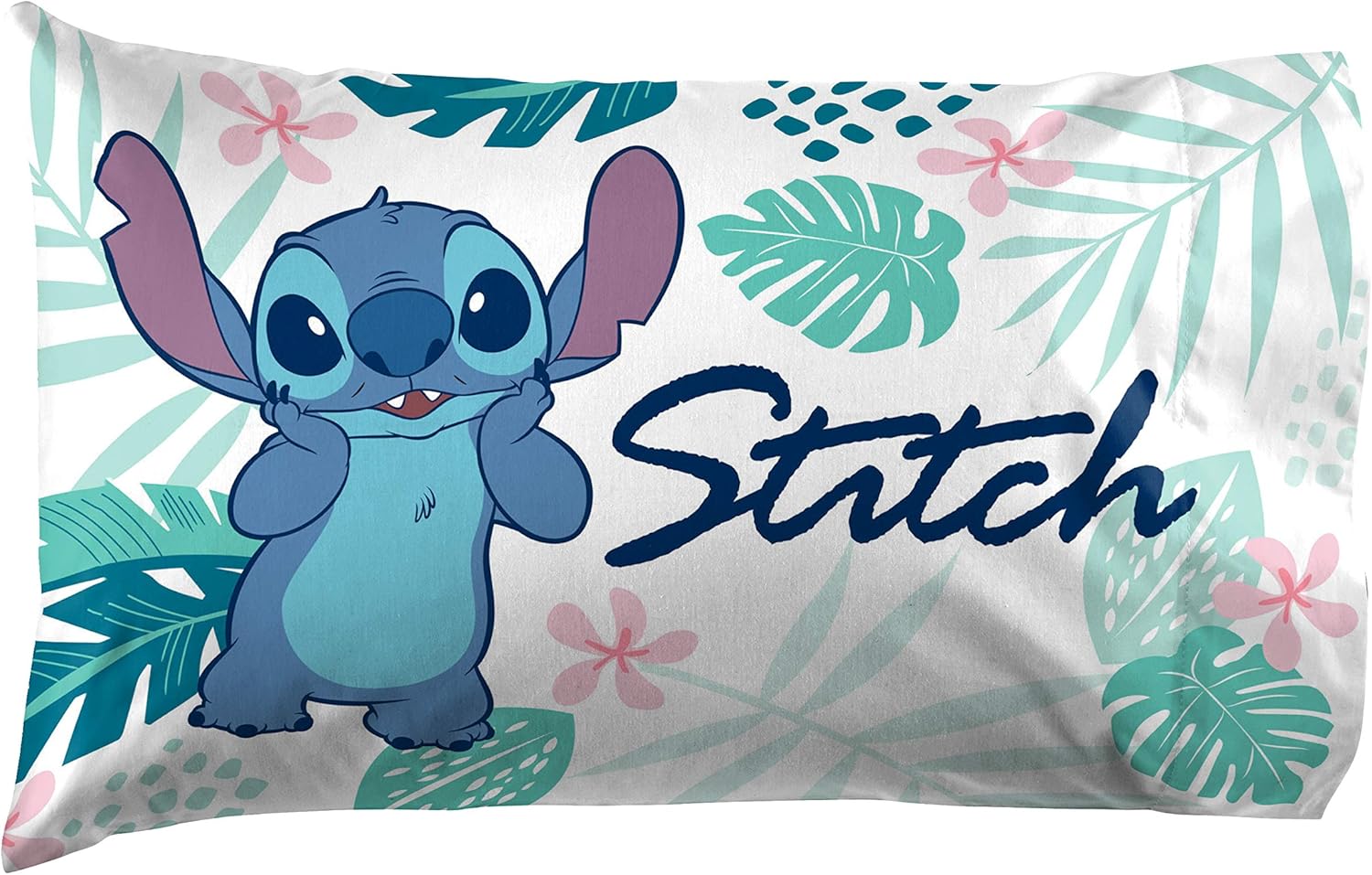 Disney Lily y Stitch Misty Palm – Paquete de 2 fundas de almohada ropa de cama infantil supersuave de doble cara (producto oficial de Disney)