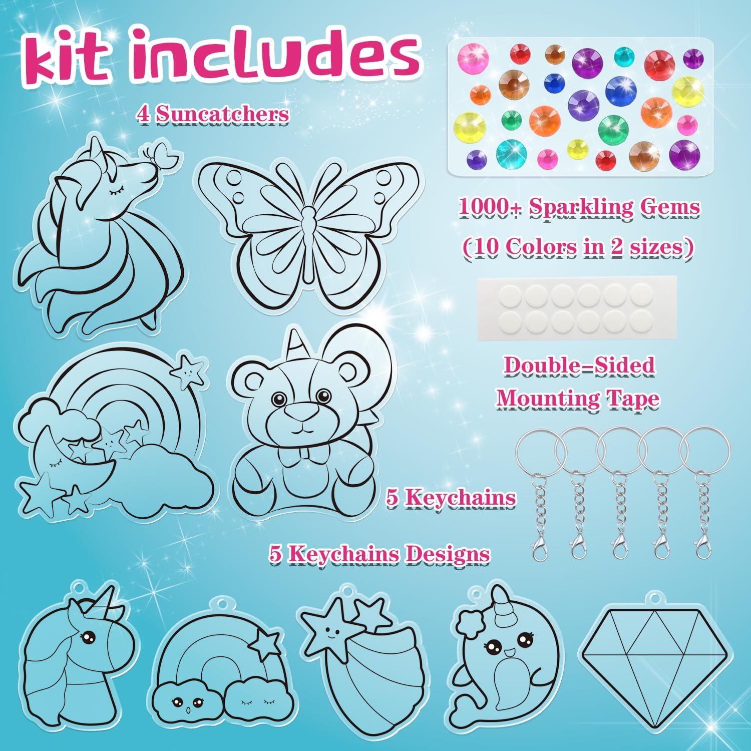 WAHFNG Gem Art, kit de pintura de diamantes para niños, haz tus propios llaveros y atrapasoles  Artes y manualidades para niñas y niños de 6 a 12