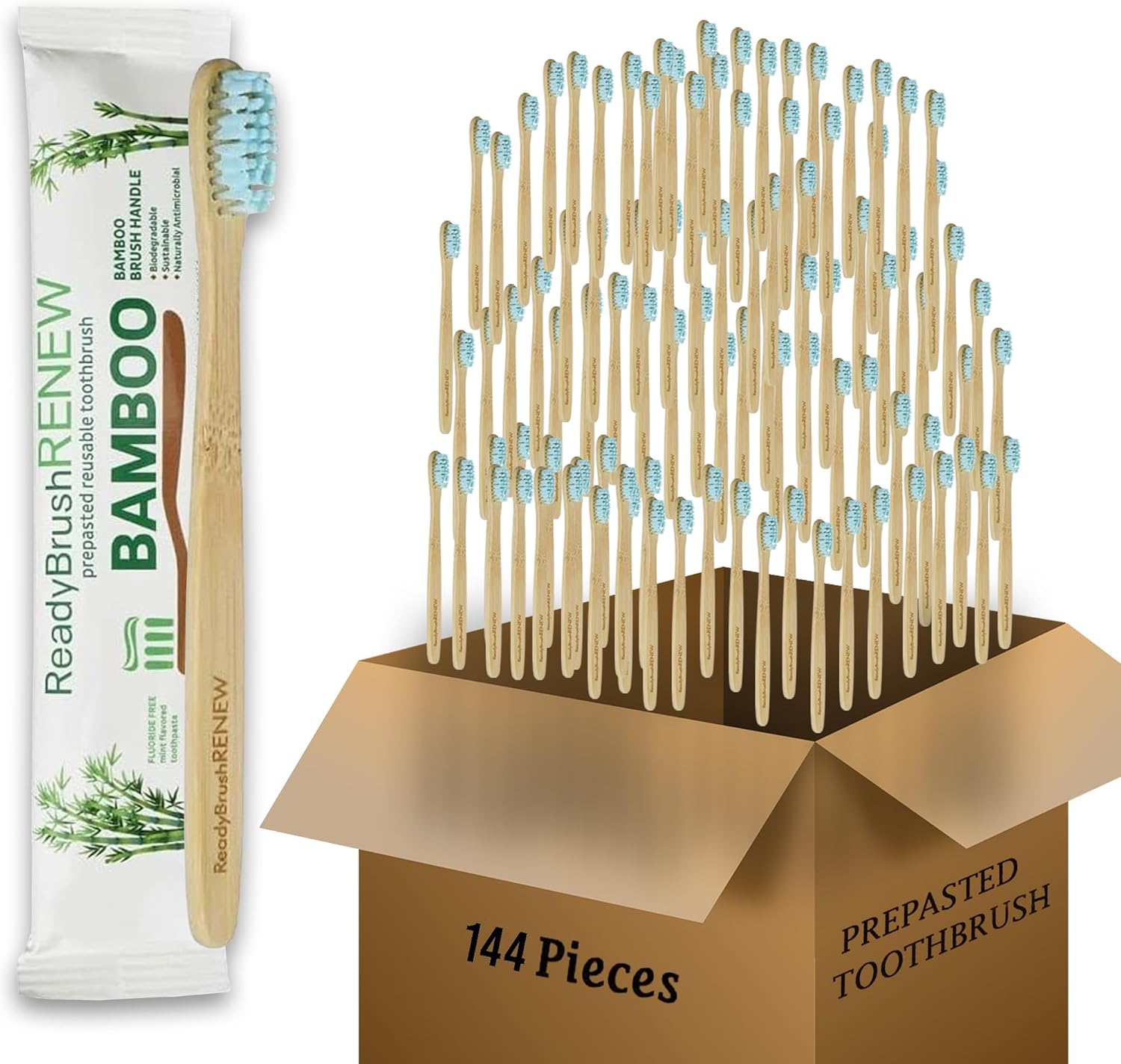 ReadyBrush – Cepillos de dientes de bambú reutilizables prepegados, solución de cuidado bucal todo en uno para una sonrisa fresca y saludable,