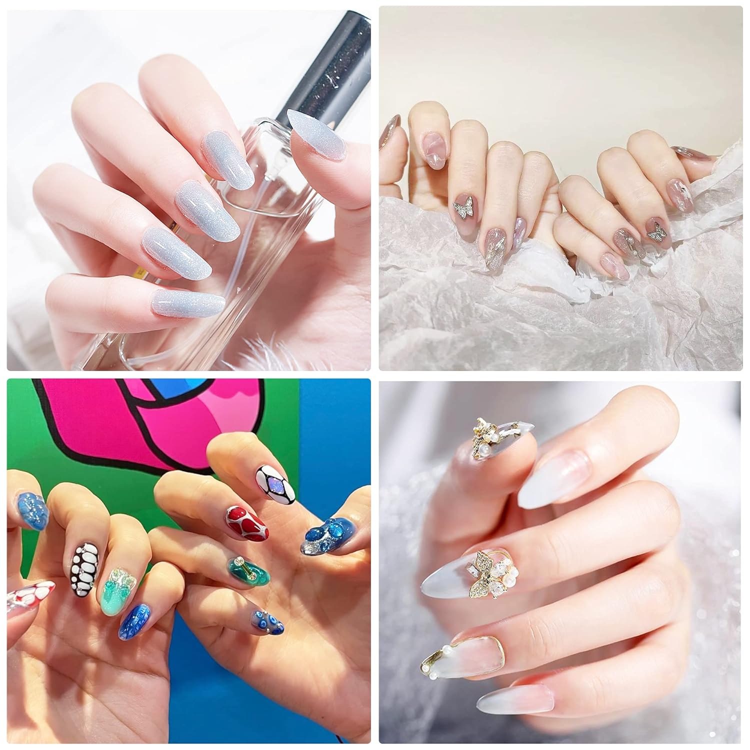 Puntas de uñas ovaladas medianas y largas, puntas de uñas postizas de gel suave de cobertura completa, puntas de uñas postizas de gel suave a