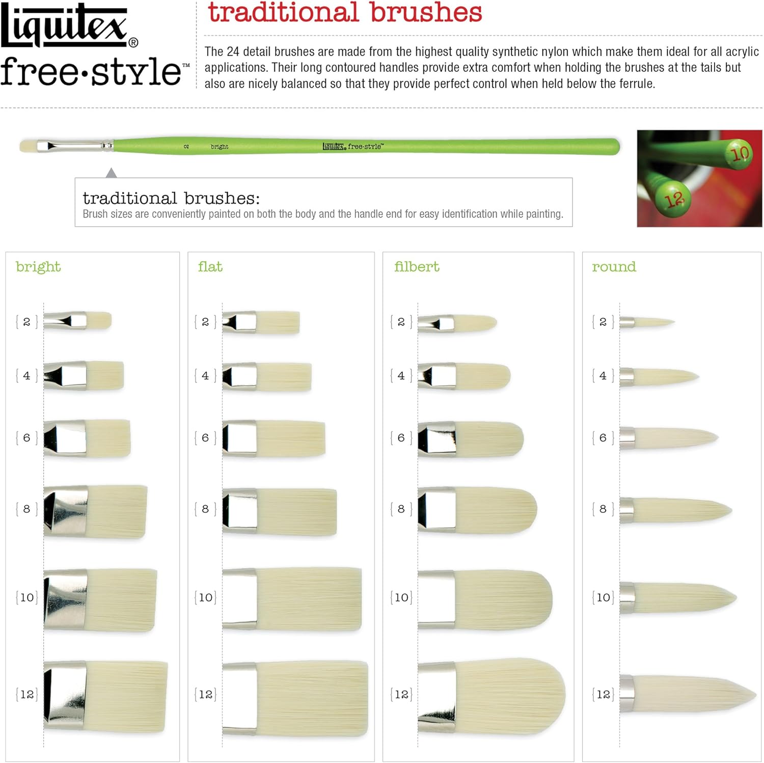 Liquitex Juego de 4 piezas de cepillo tradicional profesional Freestyle