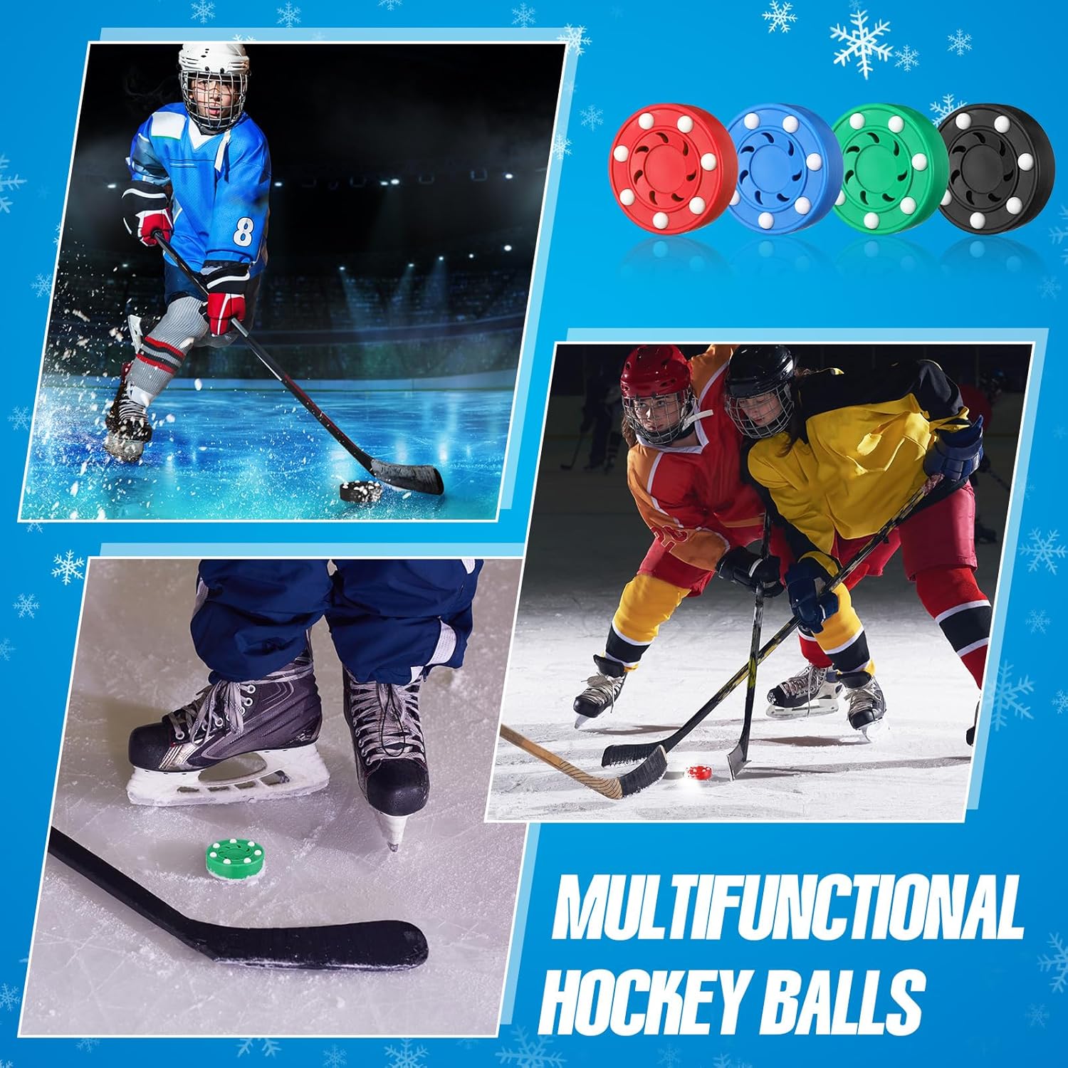 Discos de hockey sobre ruedas para adultos al aire libre, pelotas de hockey callejero multifuncionales, juego de discos de hockey sobre hielo