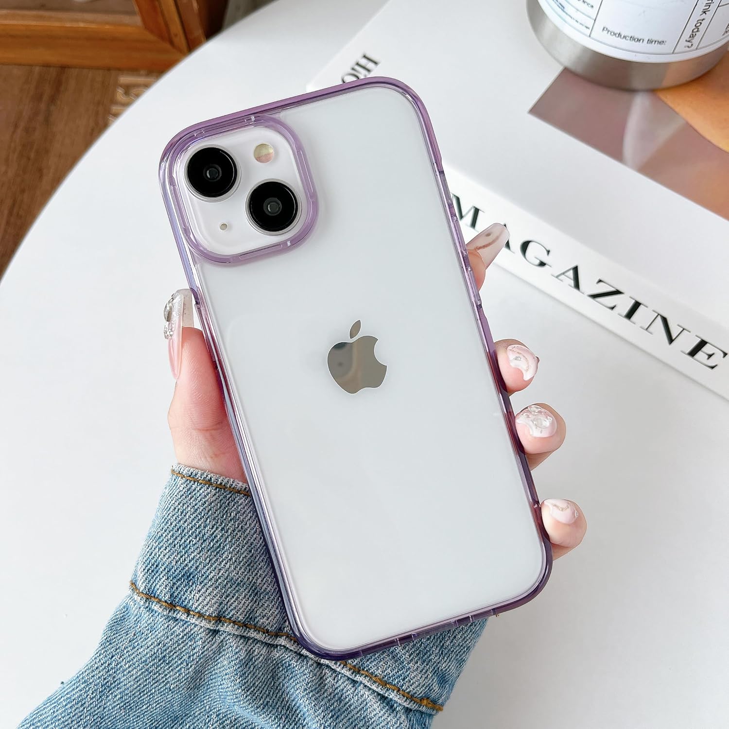 ZTOFERA Para iPhone 15 Funda Protectora Transparente Silicona Suave TPU Bumper Transparente Hard PC Back Para Mujeres Hombres A Prueba De Golpes