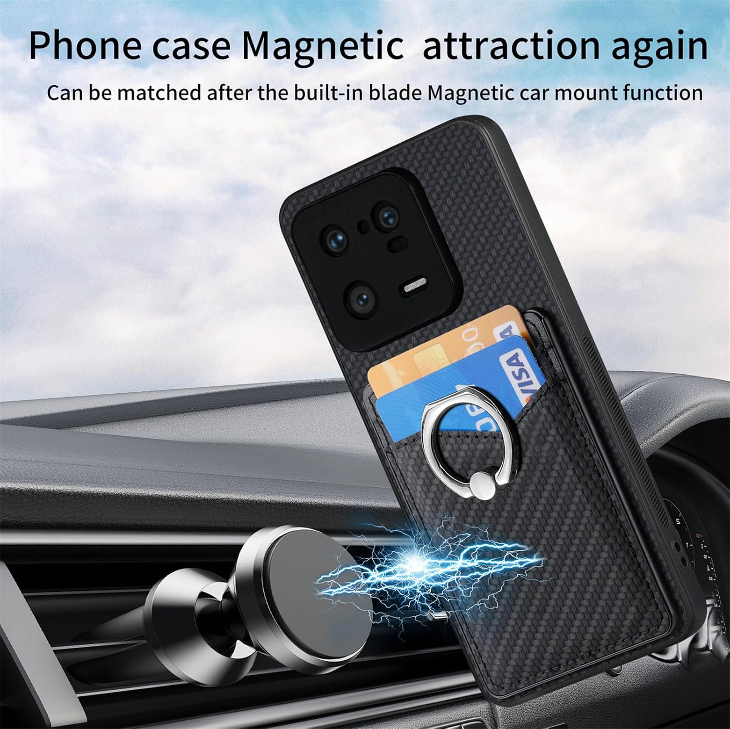 Asuwish Funda de teléfono para Xiaomi 13 Pro Wallet Cover con protector de pantalla de vidrio templado y soporte de anillo delgado soporte para