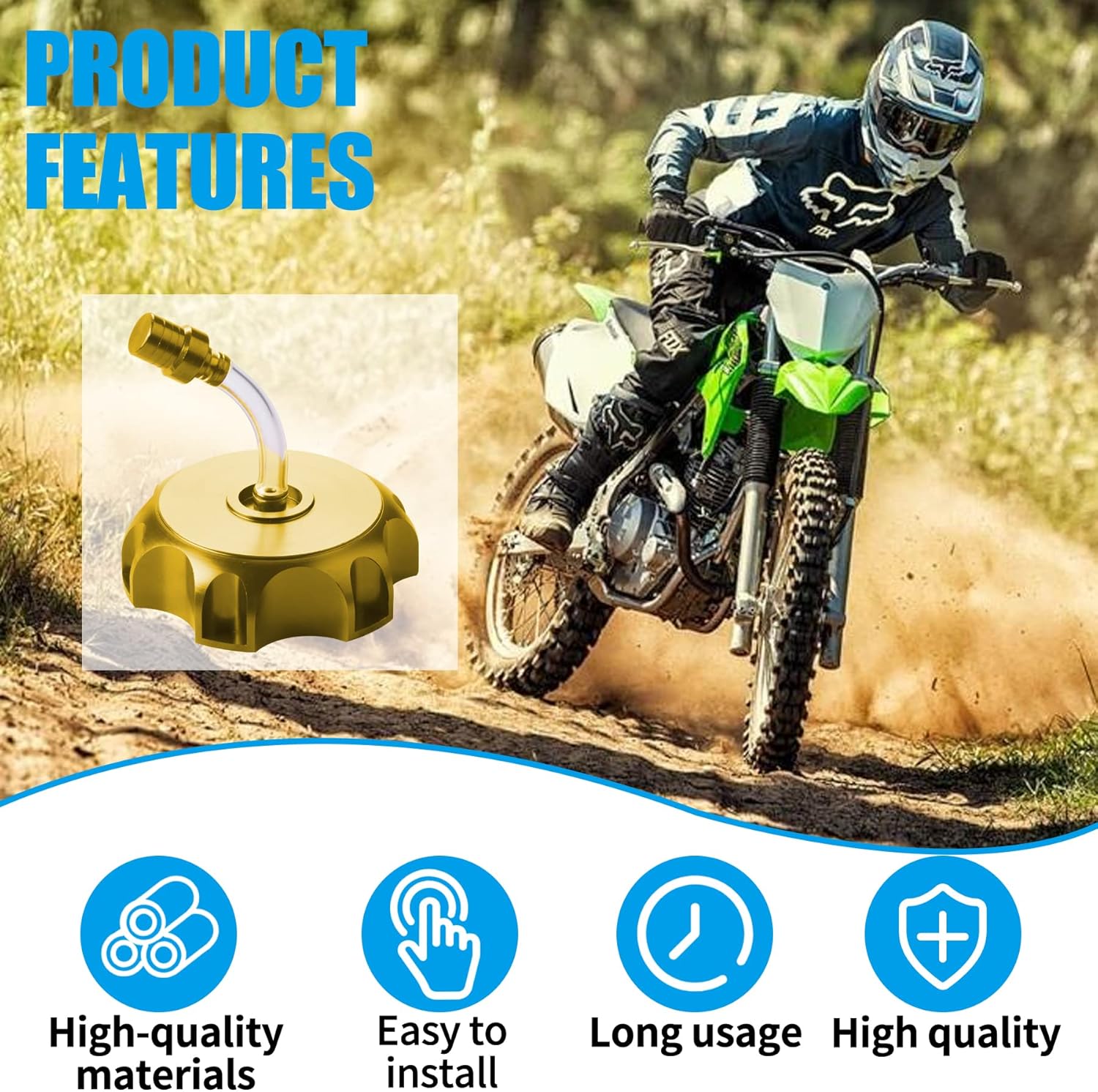 JINGKE Tapa de tanque de combustible de aluminio CNC con válvula de ventilación para 50cc 70cc 90cc 110cc 125cc 140cc 150cc 160cc Pit Dirt Motor