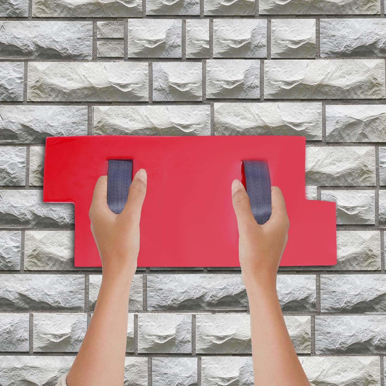 KONKENIE Sellos de hormigón de poliuretano grande Esteras de textura de piedra Herramienta de estampado Impresión de cemento rojo (15.7 * 7.9 in)