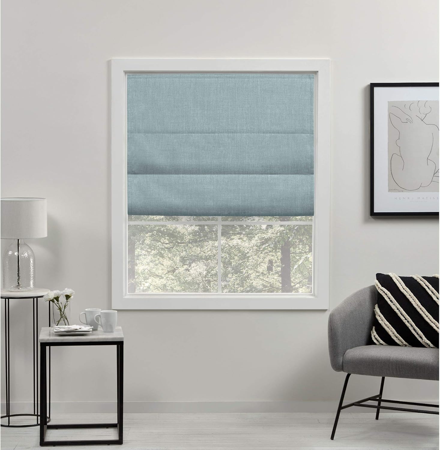 Exclusive Home – Persiana Acadia total blackout estilo romana, 27×64, aguamarina