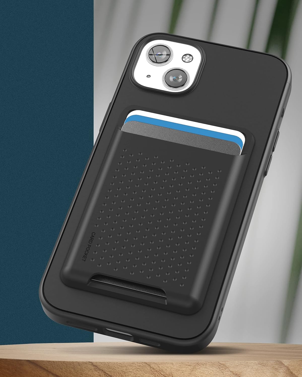 Encased Juego de funda 3 en 1 para iPhone 14 Plus con tarjetero y protector de pantalla (compatible con MagSafe), color negro