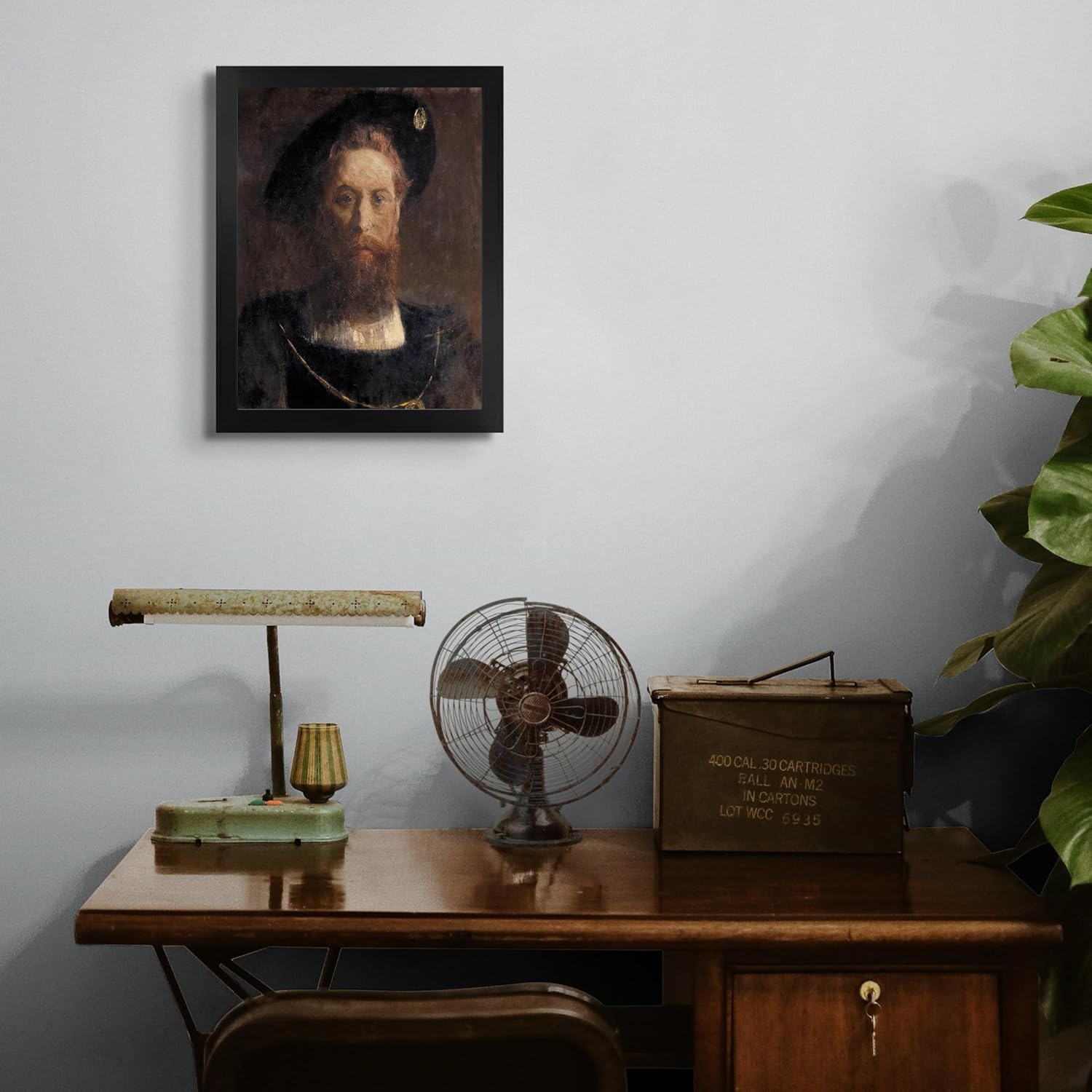 Retrato de hombre renacentista de cabaña perdida por Benjamin Constant  Impresión en marco plano negro  Reproducción de pinturas de obras de arte