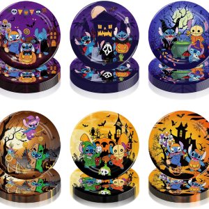 60 platos de puntada para fiesta de cumpleaños de Halloween, suministros de fiesta de cumpleaños, decoración de Halloween, cumpleaños, baby shower 60 platos de puntada para fiesta de cumpleaños de Halloween, suministros de fiesta de cumpleaños, decoración de Halloween, cumpleaños, baby shower