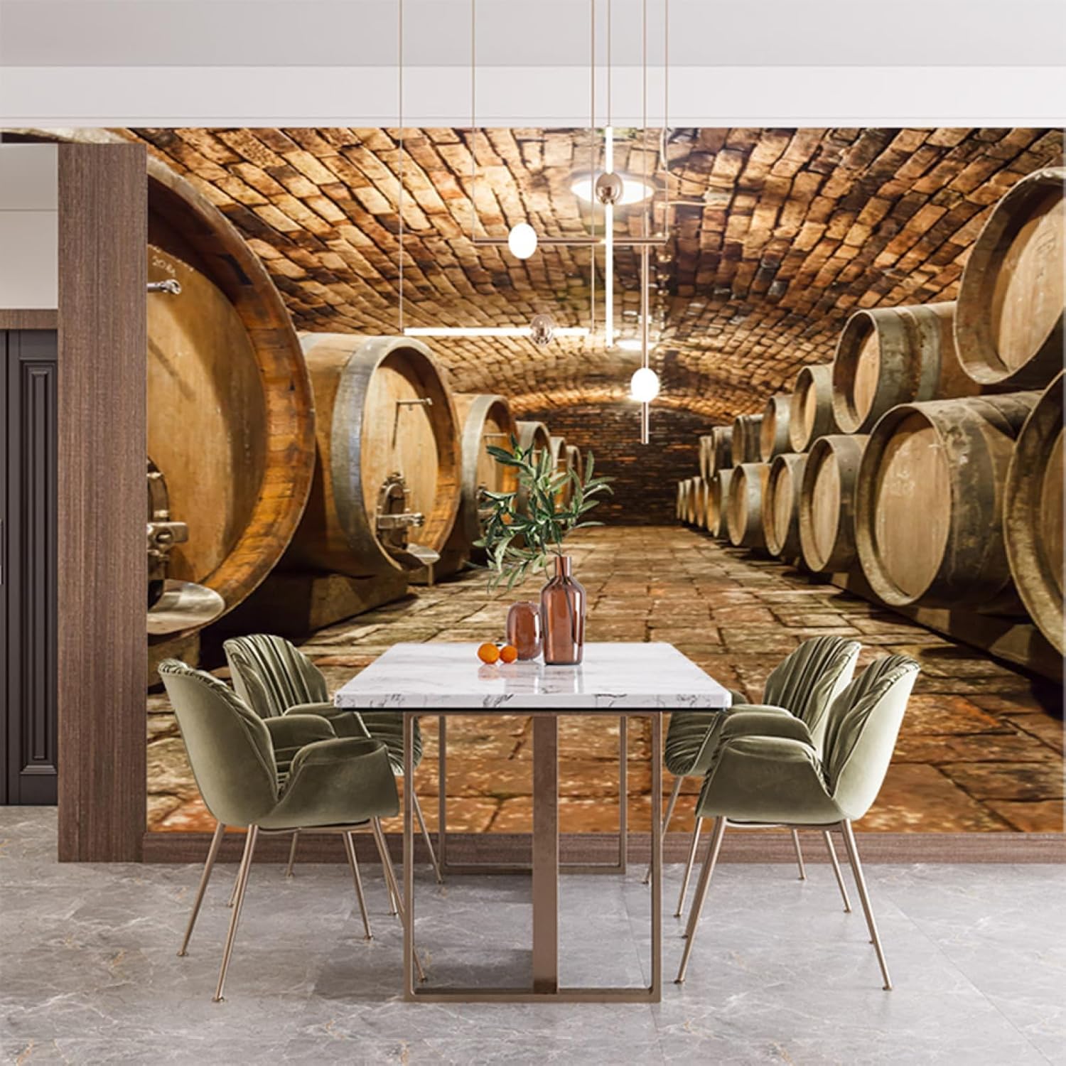 Papel tapiz de pared de barril de vino, papel tapiz autoadhesivo 3D de túnel de bodega, autoadhesivo, adhesivo extraíble para foto grande,