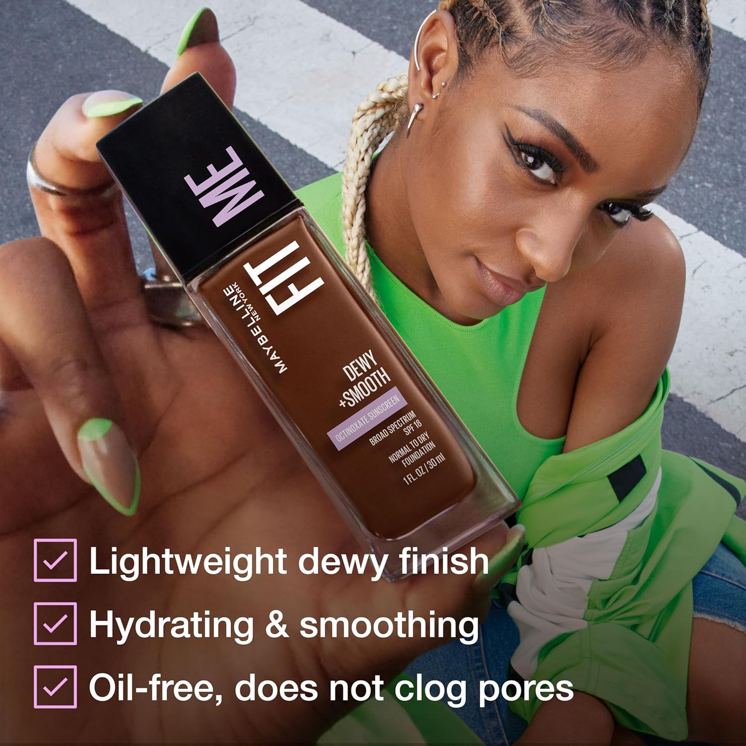 Maybelline Base líquida Fit Me Dewy + Smooth Liquid Foundation, beige (Sandy Beige), 1 unidad (el embalaje puede variar)