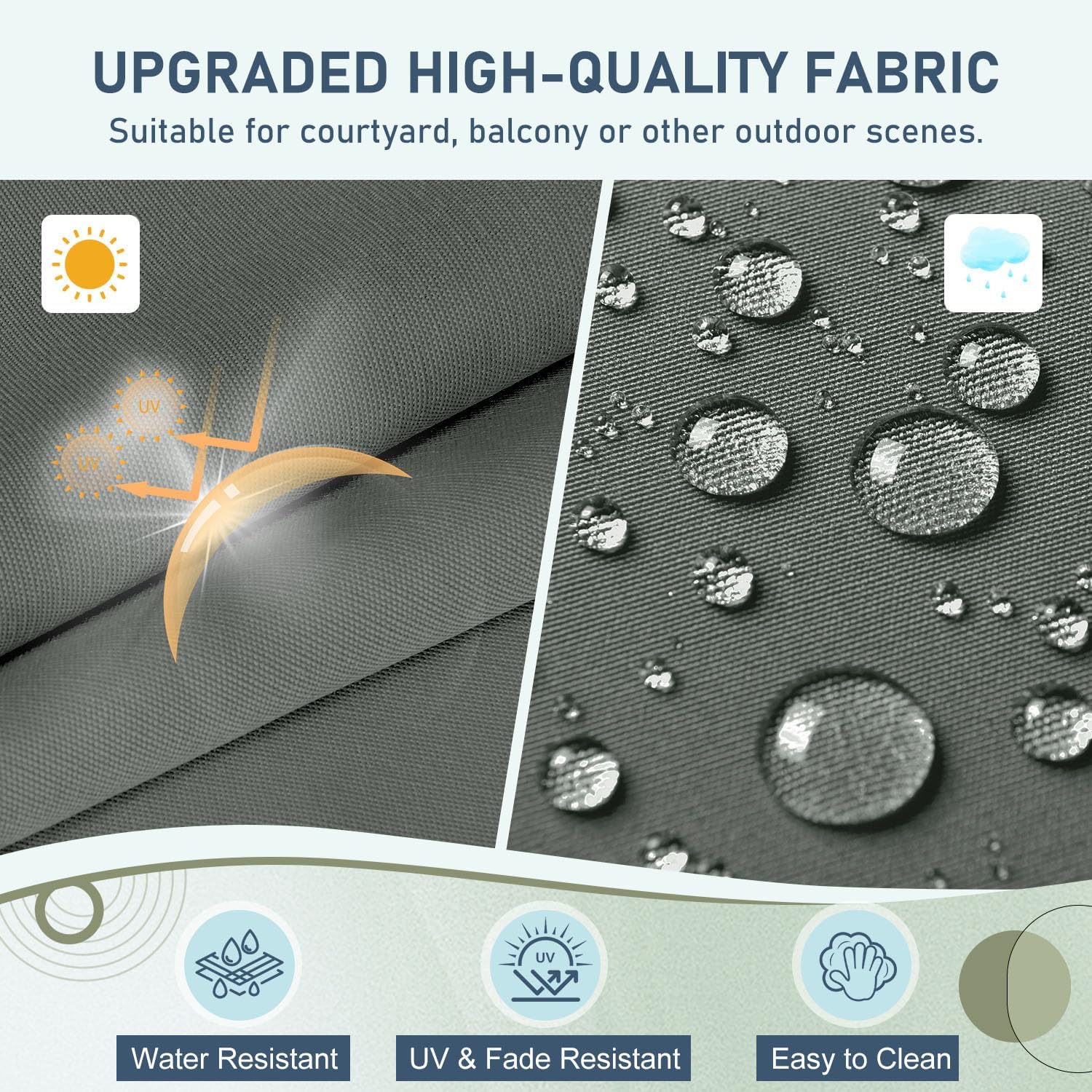 downluxe Cojines para sillas de exteriores, cojín de banco de espuma viscoelástica en forma de U impermeable para columpio, sofá biplaza o patio, 48