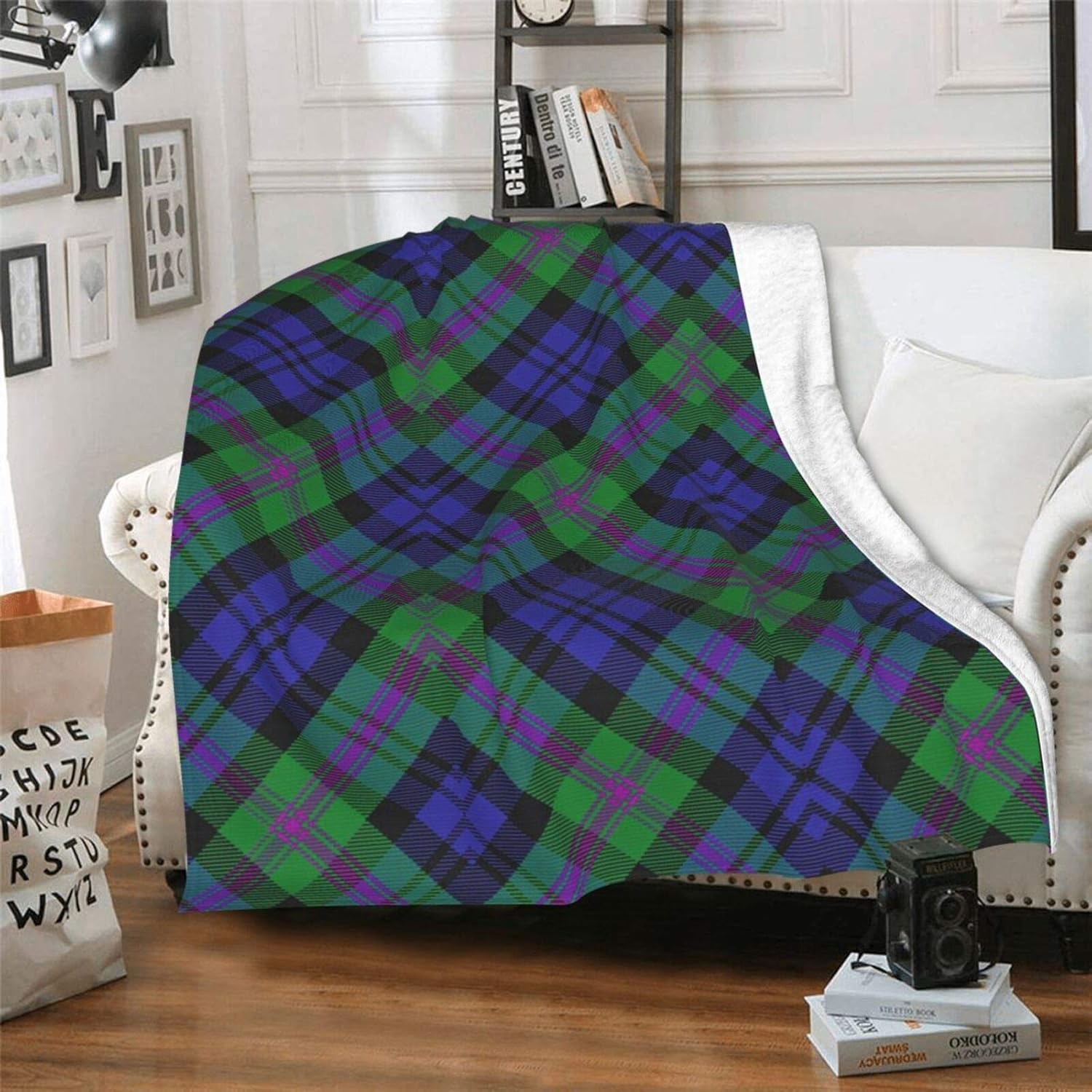 Manta de franela escocesa estilo Clan Baird de tartán, reversible, ultra suave y esponjosa, para sofá, cama y sala de estar