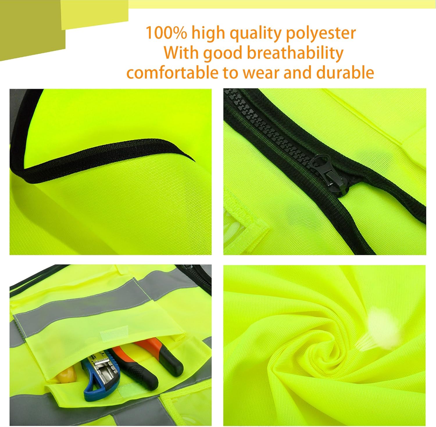 Lyhacjp Chaleco de seguridad personalizado para hombres con bolsillos, chaleco de construcción, chaleco reflectante Hi Vis, chaleco de trabajo,