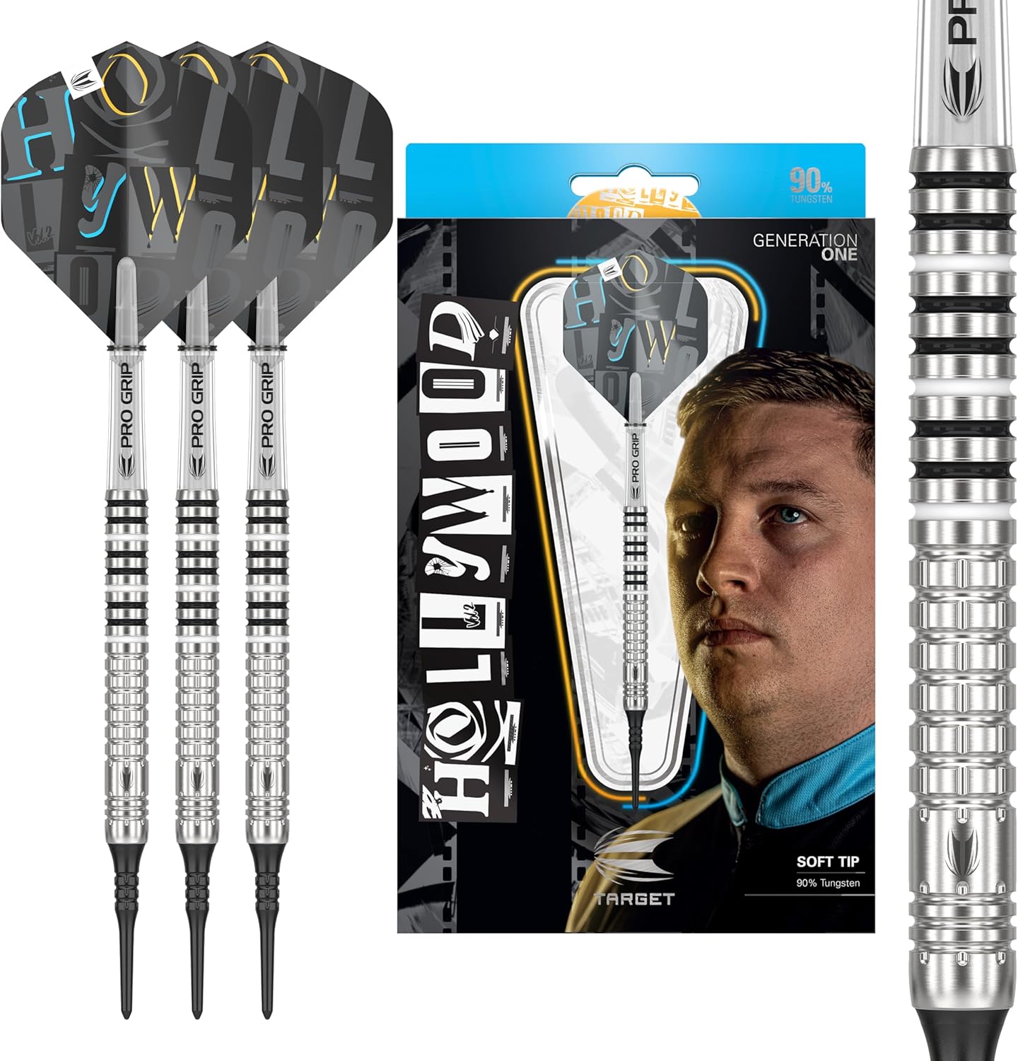Target Darts Chris Dobey G1 19G 90% tungsteno punta suave juego de dardos