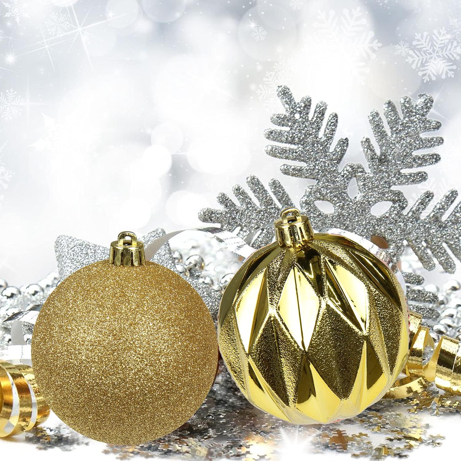 Adornos de bola de Navidad de 3.14 pulgadas, juego de 16 piezas de decoración para árbol de Navidad, bolas grandes de adorno de Navidad doradas