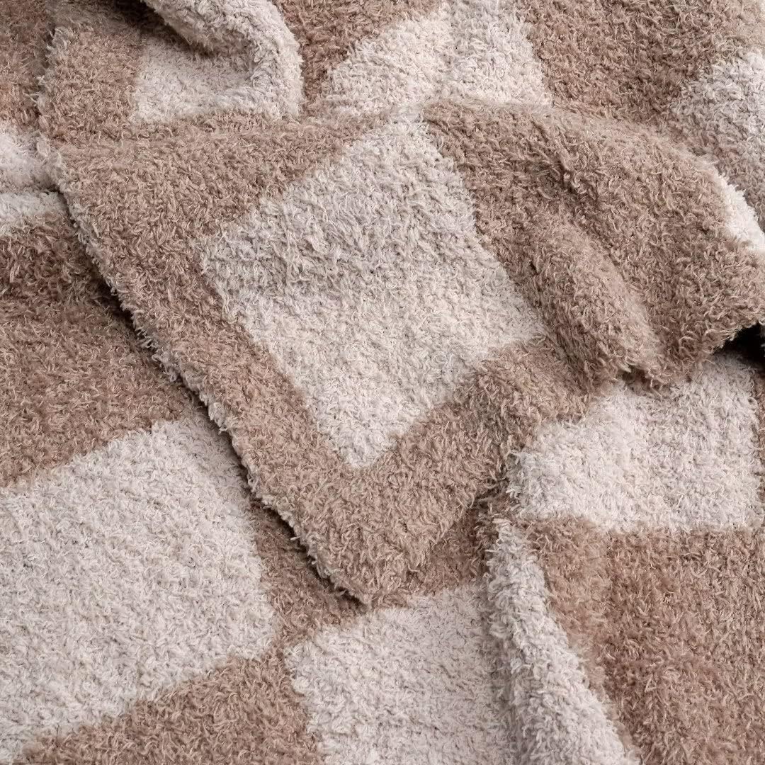 Manta mullida a cuadros de tablero de ajedrez, manta decorativa a cuadros súper suave, cálida y acogedora manta reversible para silla, sofá, cama,