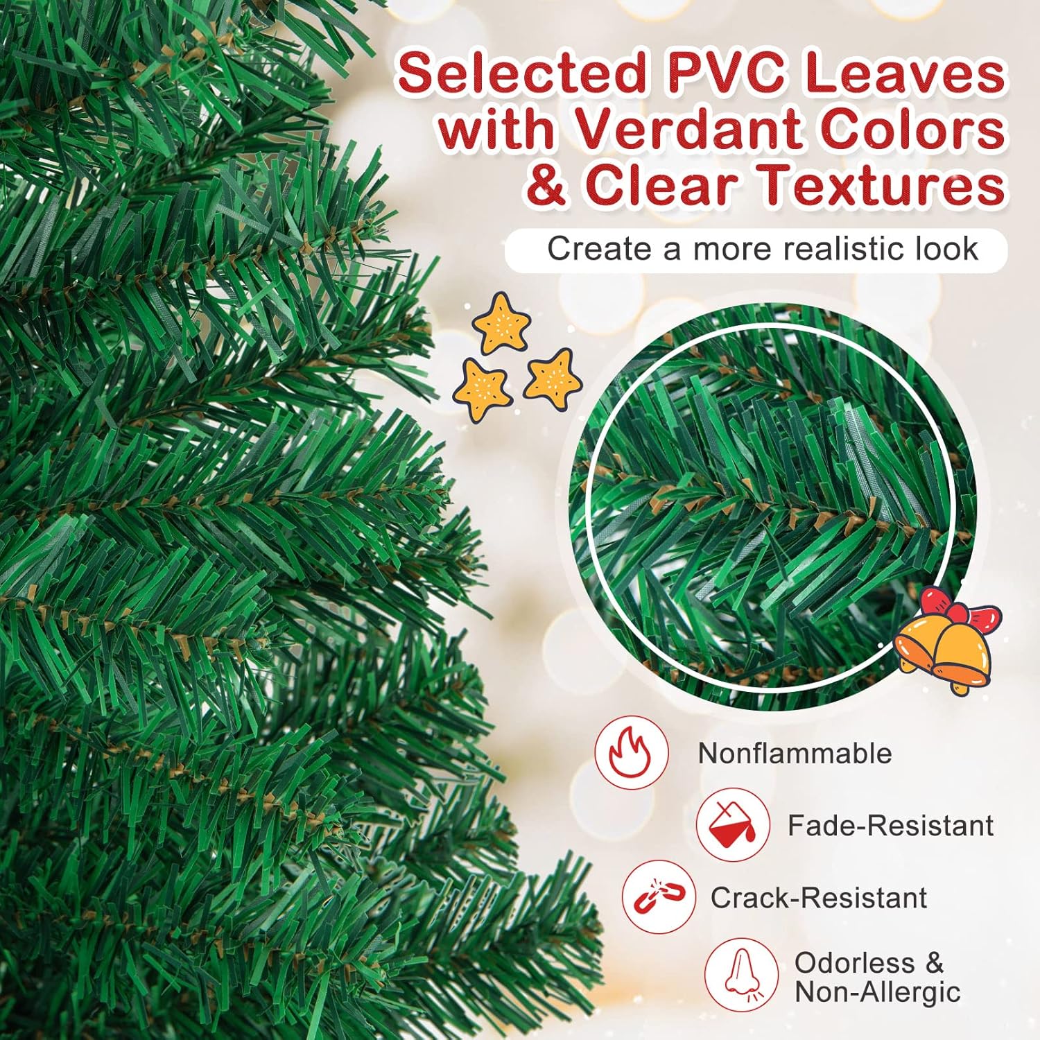 Árbol de Navidad artificial Goplus, pino de Navidad con patas de metal macizo, perfecto para decoración de Navidad en interior y exterior