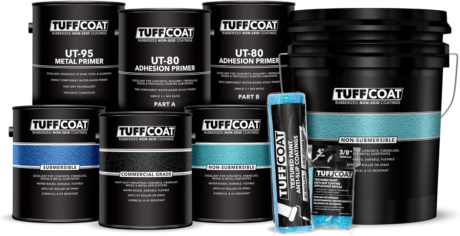 Tuff Coat UT-213 gris medio – Sumergible, base de agua, revestimiento antideslizante de goma – 1 galón