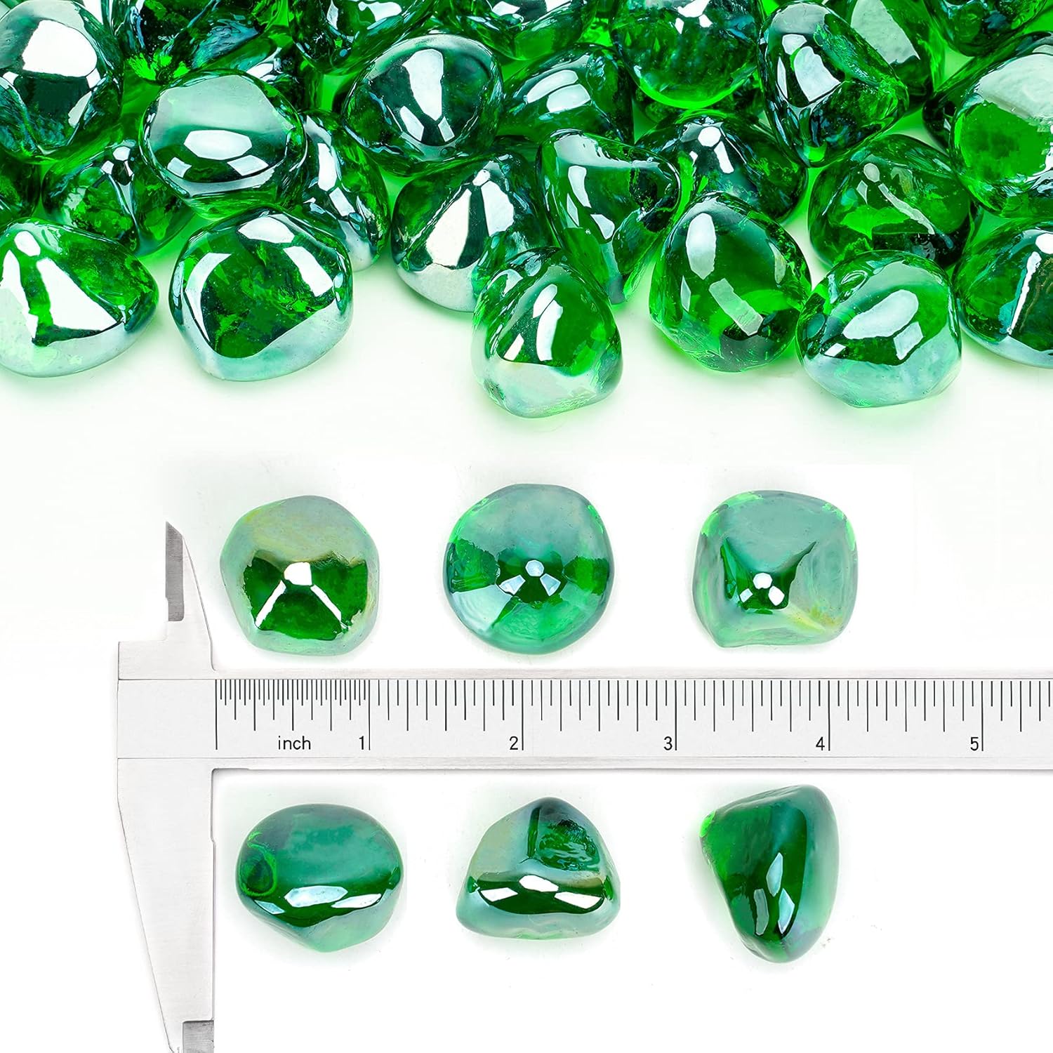 Stanbroil Diamantes de cristal de fuego de 10 libras, vidrio de fuego de 12 pulgada para chimenea y paisajismo, brillo verde esmeralda