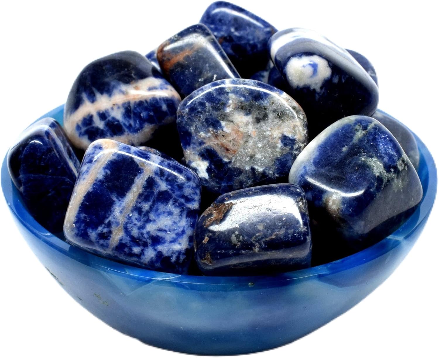 Piedras pulidas de sodalita azul natural, piedras preciosas pulidas de cristal de cuarzo mineral Cabujones espumosos de África del Sur, 20 unidades