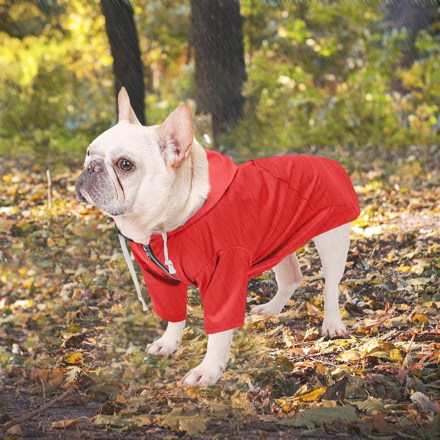 Chubasquero impermeable para perros con capucha para perros pequeños y medianos, poncho con correa reflectante, bolsillo de almacenamiento y agujero