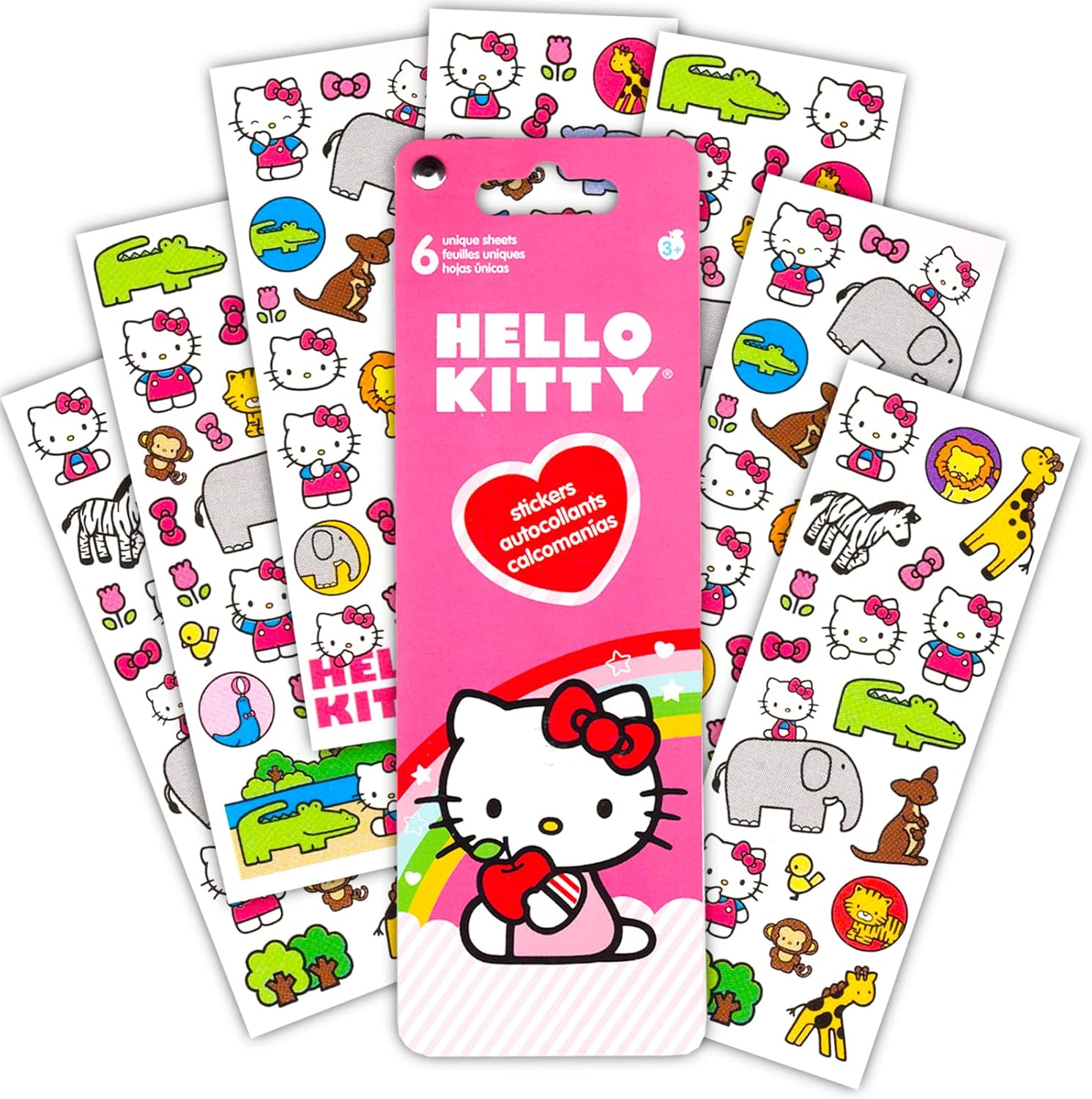 Hello Kitty Mochila de felpa para niñas, paquete de regalo de Hello Kitty con peluche de Hello Kitty con correas ajustables y calcomanías, tatuajes