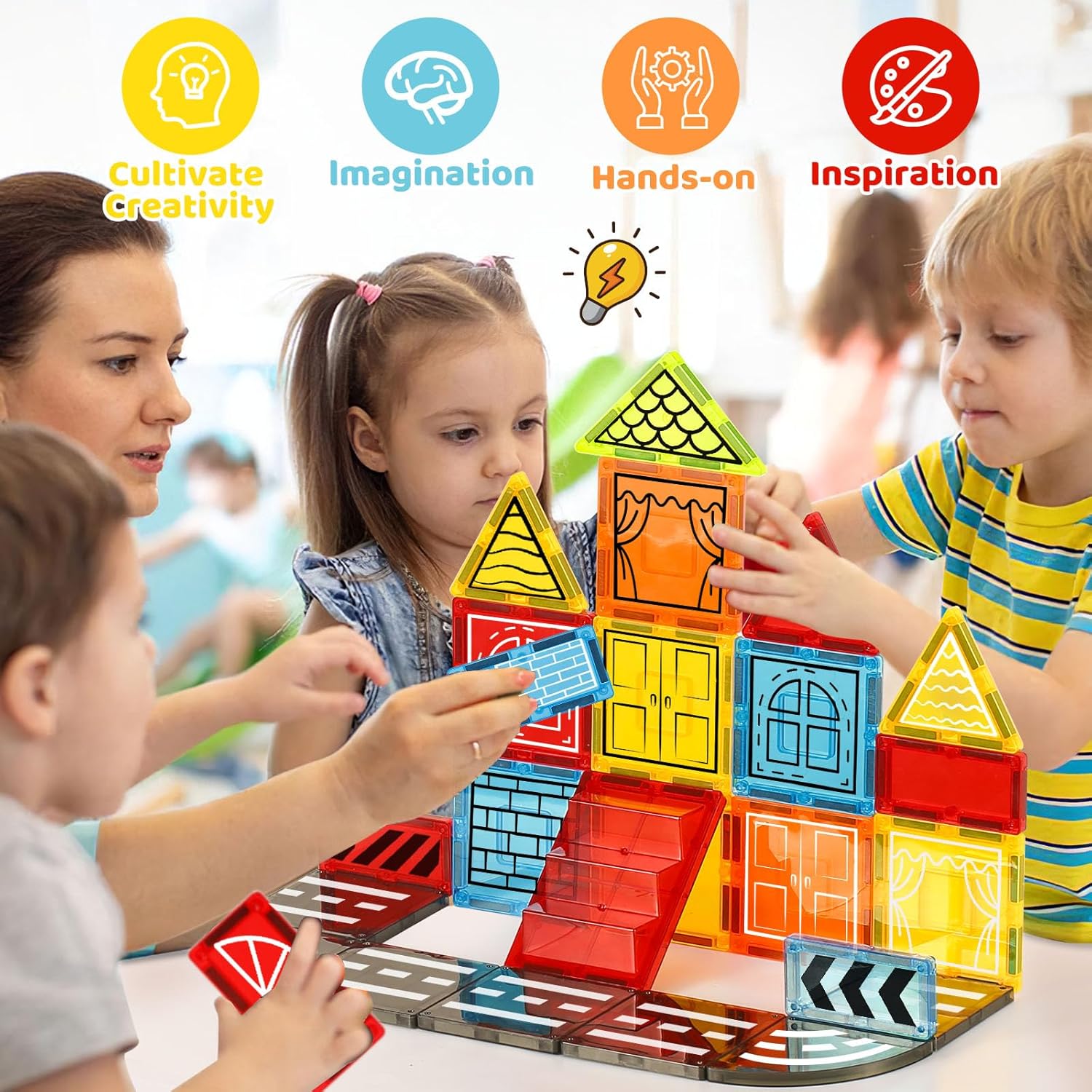 Azulejos magnéticos para niños, bloques magnéticos, juguetes magnéticos, juego de construcción magnético, bloques de construcción magnéticos para
