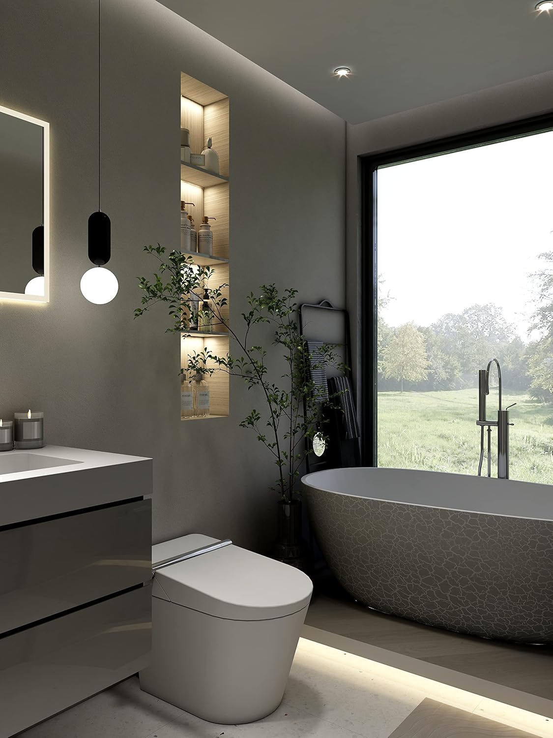 Alice – Tocador de baño de 30 pulgadas con fregadero con desbordamiento, gran almacenamiento pequeño para baño moderno, lavabo de una sola pieza,