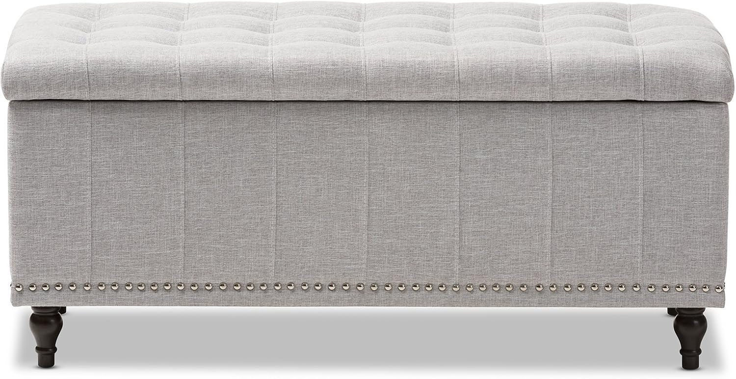 Baxton Studio Sherrill – Banco otomano tapizado de tela beige grisáceo con botones