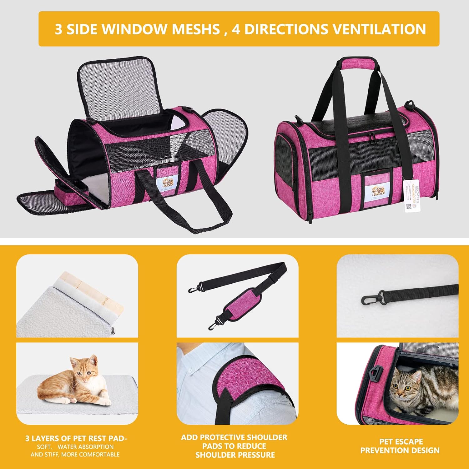 Transportador de mascotas aprobado por aerolíneas para perros pequeños, gatos, gatitos de menos de 15 libras, plegable y suave, transportador de